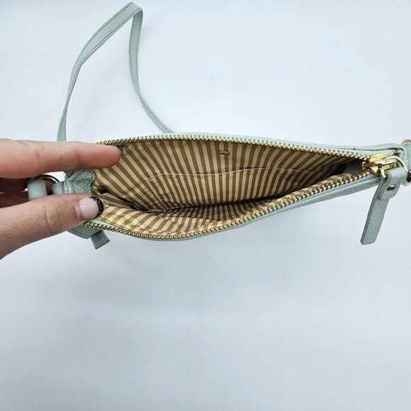 Kate Spade New York Light Blue Mint Green Pebbled Leather Crossbody Bag Purse - Picture 6 of 16